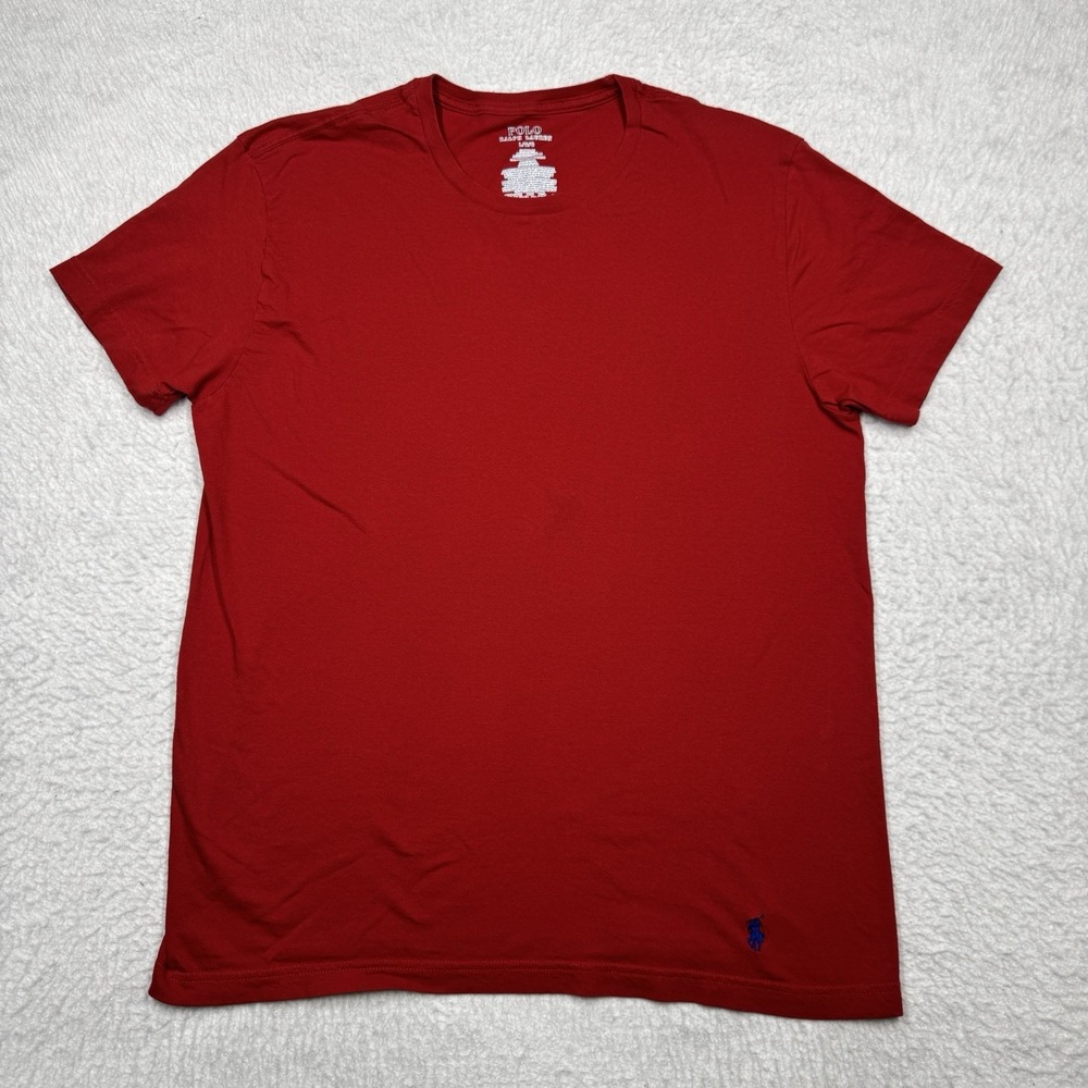 Polo Ralph Lauren Classic Fit Red Cotton Crew Neck Logo Tee Men's Size Large